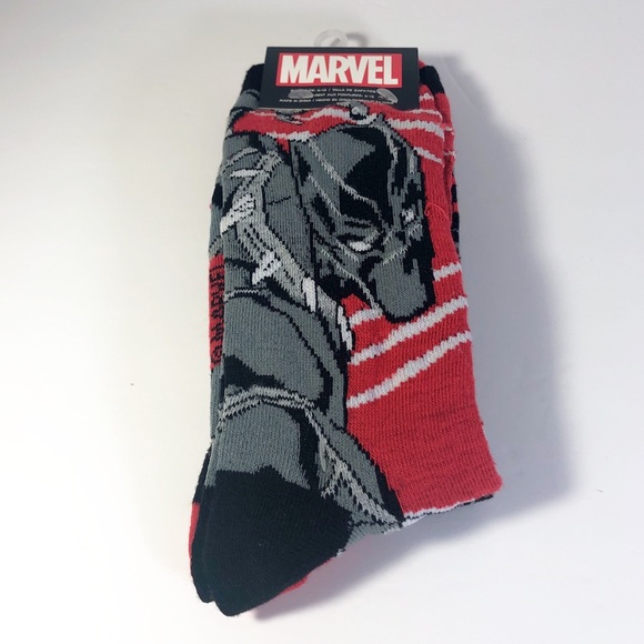 Marvel Underwear & Socks 2 Pair Mens Marvel Black Panther Crew